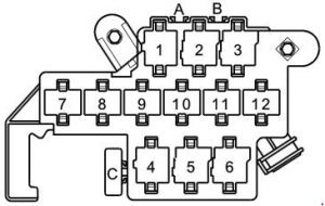 Diagrama del soporte de relé de 6+6 puntos para el Audi A2.