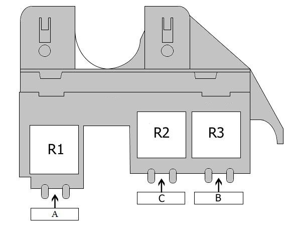 Detalle del esquema eléctrico de la caja de fusibles interior.