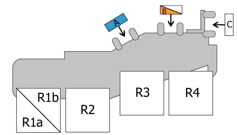 Representación gráfica del diagrama de la caja de fusibles interior.