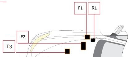 Ubicación de fusibles y relés adicionales en el compartimento del motor.