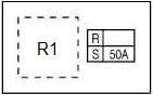 Esquema de fusibles E212 del motor VK en el compartimento del Infiniti FX35.