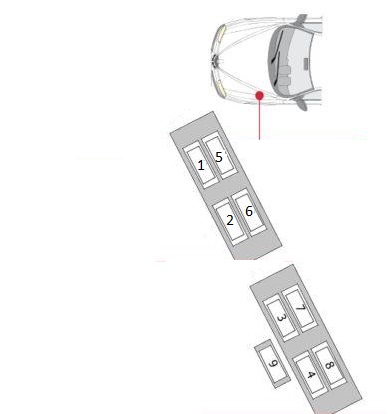 Esquema de la caja de fusibles del motor del Alfa Romeo 156 Crosswagon.