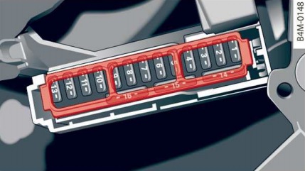 Diagrama de fusibles del sistema de aire acondicionado en la cabina del conductor.