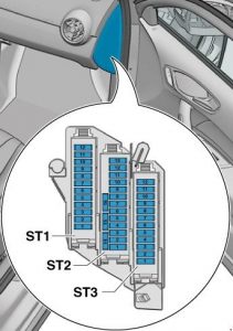 Soporte de fusibles D -SD- en vehículos Audi fabricados desde 2011.