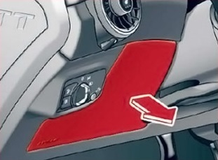 Ubicación del panel de fusibles en el habitáculo, a la izquierda del volante.