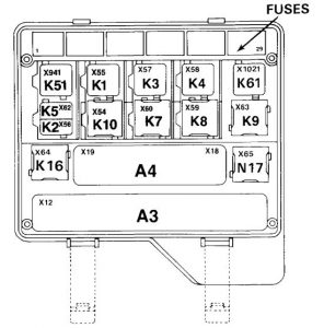 Caja de distribución delantera del BMW E32 con fusible 2.