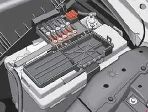 Fusibles principales situados en el compartimento del motor, cerca de la batería.