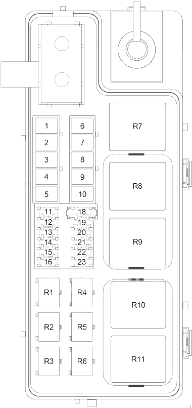 Esquema de fusibles para motores diésel junto al filtro de aire.
