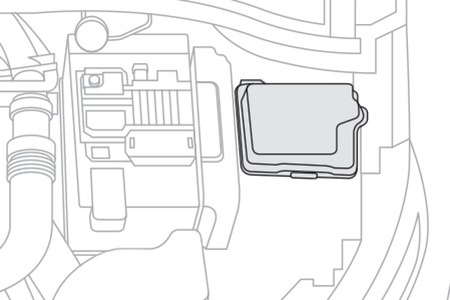 Diagrama de fusibles en el compartimento del motor del Citroen C4 Cactus.