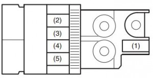 Diagrama del motor de gasolina Audi A6 C5 con ubicación del fusible.