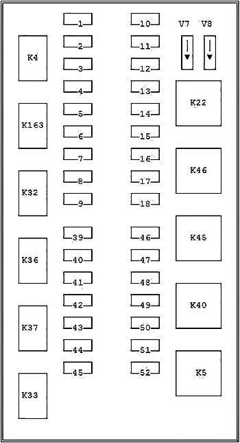 Diagrama de la caja de fusibles del motor para modelos desde septiembre de 1999.