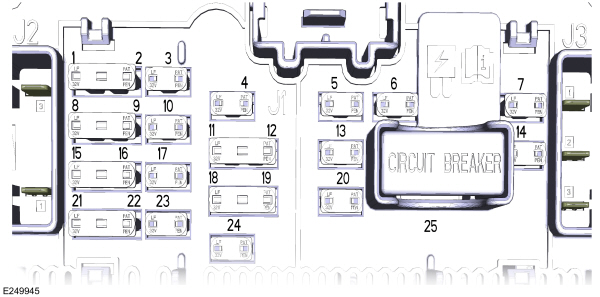 Diagrama de fusibles del módulo de control de potencia diésel para Ford (a partir del 15.03.2021).