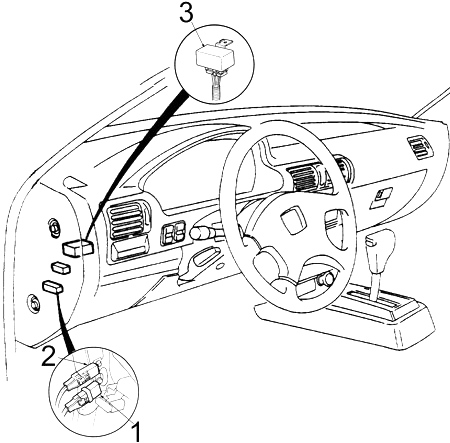 Diagrama secundario de la caja de fusibles del habitáculo para Honda Accord 1990-1993.