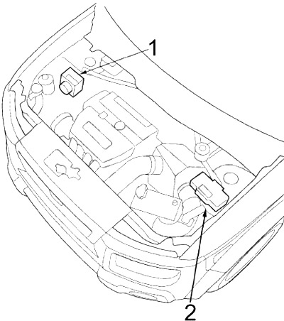 Caja de fusibles del compartimento del motor en el lado del conductor.