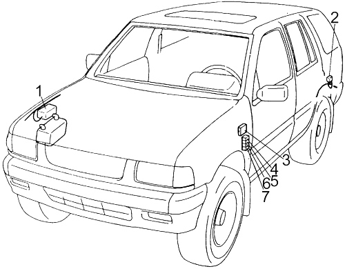 Diagrama detallado de fusibles y relés para Honda Passport.