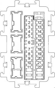 Diagrama detallado de la caja de fusibles del habitáculo del Infiniti EX37.