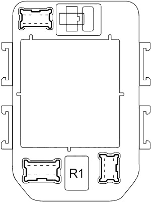 Diagrama de la caja de fusibles de la cabina 1, lado del pasajero.