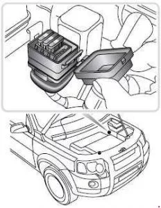 Caja de fusibles auxiliar para el parabrisas calefactable del Freelander L314.
