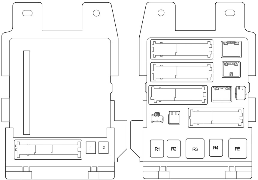 Diagrama de la caja de fusibles del salpicadero con fusibles numerados.