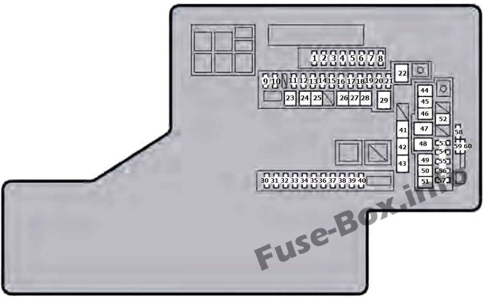 Diagrama de fusibles del compartimento del motor, lado izquierdo, del Lexus GS450h.