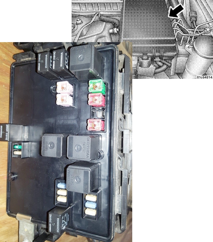 Imagen de la caja de fusibles tipo 2 y su función.