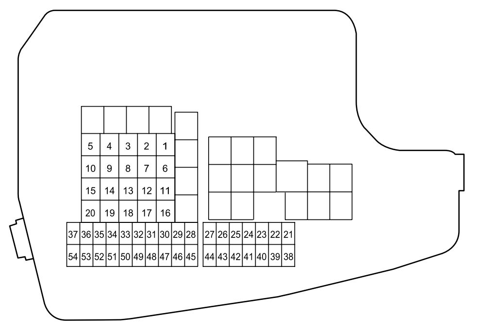 Diagrama de la caja de fusibles del compartimento del motor del Mazda 6 (2017).