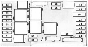 Esquema de fusibles del compartimento del motor para Mercedes-Benz Clase C W203/C240.