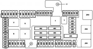 Segunda versión del diagrama de fusibles del maletero del Mercedes Clase C.