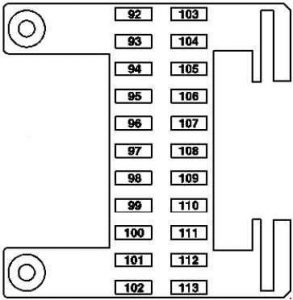 Caja de fusibles izquierda del salpicadero, cerca del conector de 12V.