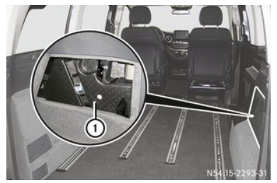 Ubicación de la caja de fusibles en la parte trasera del compartimento del motor del Vito.