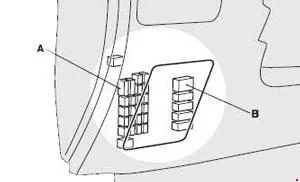 Ubicación del fusible 13 del encendedor en la caja de fusibles del salpicadero.