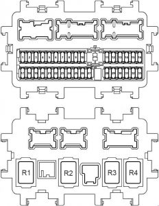 Diagrama del panel de fusibles J/B del salpicadero del Nissan X-Trail.