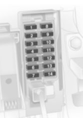 Caja de fusibles del salpicadero del Opel Corsa D para iluminación adaptativa.