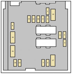 Diagrama de fusibles del compartimento del motor del Peugeot 406.