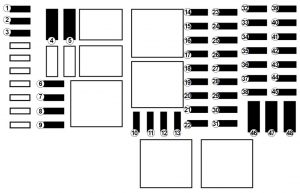 Esquema de fusibles del Renault Trafic 2015-2016, mostrando el fusible 30 del encendedor.