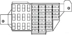 Ubicación del fusible F19 del encendedor en la caja de fusibles del habitáculo.