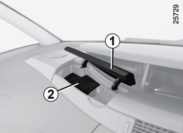 Esquema de fusibles del habitáculo del Renault Espace IV (2003-2014), mostrando la ubicación de las tapas.