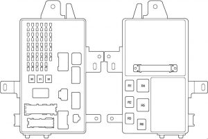 Esquema de la caja de fusibles del habitáculo para el control del motor.