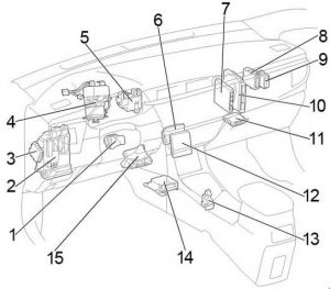 Caja de fusibles del salpicadero LHD del Toyota Corolla 2013-2018.