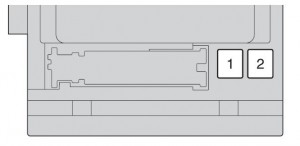 Vista frontal de la caja de fusibles del sistema de control electrónico del acelerador.