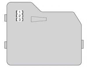 Diagrama del bloque de fusibles tipo A en la cubierta trasera del Toyota Highlander XU40 (2007-2008).
