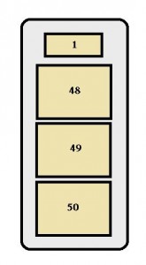 Compartimento del motor del Toyota Land Cruiser (1998-1999) con la caja de fusibles tipo A.