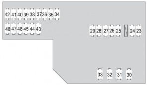 Compartimento del motor del Toyota Prius XW20 (2008-2009) con fusibles.