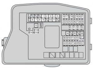 Diagrama de la caja de fusibles del motor Toyota Verso 2009-2011.