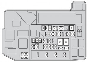 Caja de fusibles del motor Toyota Auris Hybrid 2011-2012.