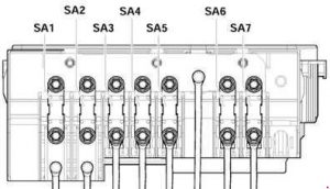 Diagrama de fusibles del compartimento del motor (bajo) con relé 370.