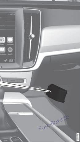 Diagrama de fusibles del Volvo S90 2017-2019, compartimento del motor.