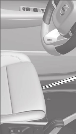 Caja de fusibles debajo del asiento delantero izquierdo del Volvo XC40.