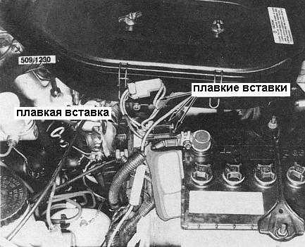 Diagrama de la posición de los cartuchos de fusibles en el motor.